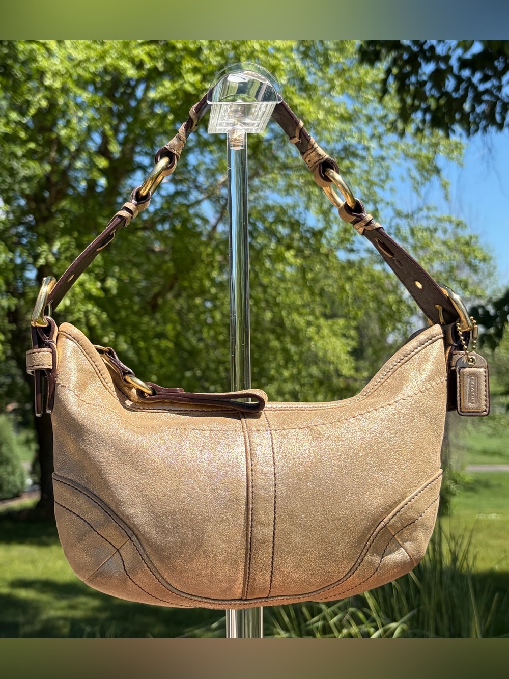 Vintage COACH Soho Metallic Gold Signature Limited Edition Hobo 3685